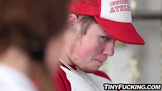Small teenager nailed in classroom by prom date