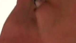 Brunette lady with natural tits likes two cocks