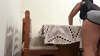 SHE WAS CAUGHT WASHING DISHES WITH SESY CLOTHES