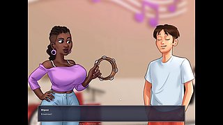 Stepmom with big boobs in an anime schoolgirl fantasy
