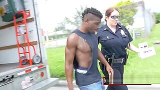 Black suspect has interracial milf threesome in the back of a truck
