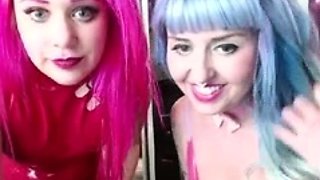 Milk fetish blonde lesbians ass squirt with pleasure