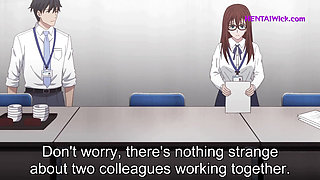 Hard Doggy at Work with my Shy Colleague, It's to Loud - Hentai Anime, ENG Sub