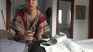 This Turkish Granny Is Shocked!!! I Take Out My Big Black Cock in Front of Her.