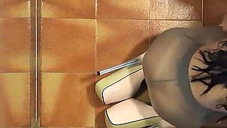 Naked MILF with Pantyhose and Heels Gives a Blowjob with Swallowing