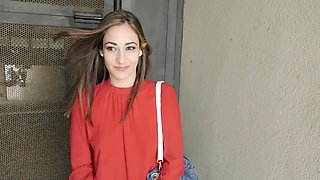 College gal is persuaded into having sex in public