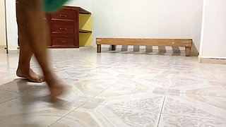 Chubby neighbor cleaning in the new apartment (part 1)
