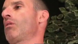 Beefy construction employee unwinds with jack