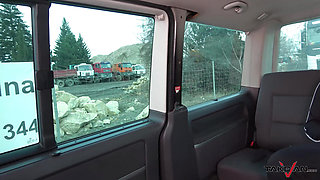 Blonde fucked in van keep fucking stranger when police check her