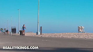Reality kings - rollerblading stunner mikey starlet prizes james with her vagina after giving her a sexy beachside rescue
