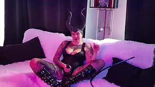 Succubus With Big Boobs Playing With Her Strap-on And Smoking Hookah