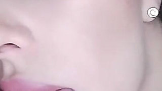 She Loves Drinking Cum From a Condom and Gargling Sperm After Slow Sensual Blowjob