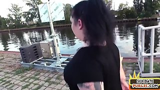 Chubby German lady POV public fucked outdoor on sex date