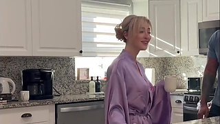 Blonde girl with big tits gets bored and calls her BBC friend to fill her pussy with hig huge shaft