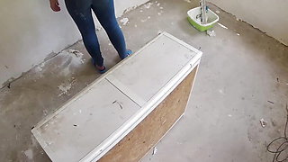 Fucked in the mouth and fucked a worker right on site
