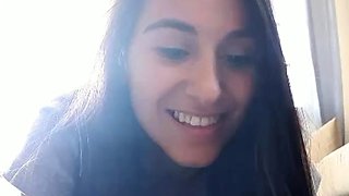 Lovely Amateur teen brunette masturbating outdoor