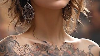 Artistic Nude of a Beautiful Young Woman with Living Tattoos Whispering in Forgotten Tongues Surreal Ai Slideshow