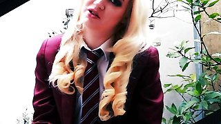 Horny Schoolgirl in Uniform Cums For You