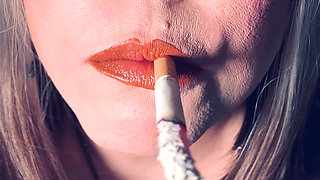 BBW Smoker Tina Snua Wears Purple Satin Gloves & Jewellery & Tip To Tail 2 Cigarettes - Domme Smoking BBW OMI OME