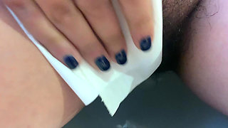 Another Piss in Light Pantyhose with Toilet Paper to Dry Pussy