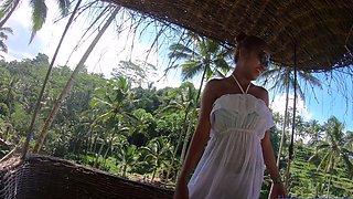 Big booty Thai girlfriend garden sex