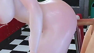 Beauty Waitress Motion Engine: Bigtits Overdrive - 3D Animation