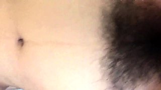 Perky breasted Thai girl takes a POV dick in her hairy peach