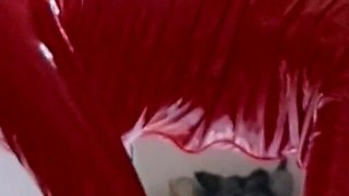MILF in Latex Catsuit Gives Blowjob and Swallows Cum