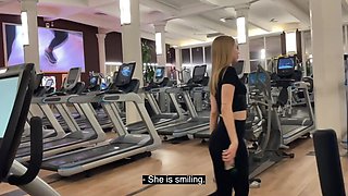 Slutty Russian fit babe got fucked in a gym's bathroom in POV