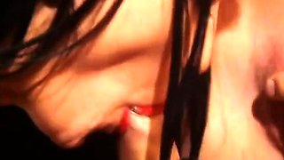 Busty brunette slut enjoys extreme amateur pov blowjob