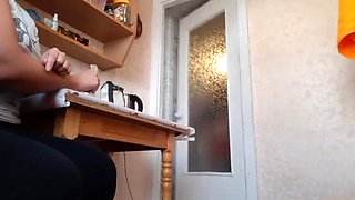 Lesbian Step Sisters Cheat - Fingering & Spanking in the Kitchen While Step Sis is on the Phone
