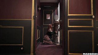 French Redhead with Big Ass Gets Rough Hardcore Fuck and Creampie After Party