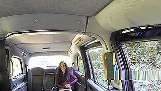 Fake taxi driver bangs brunette student 18+ in public