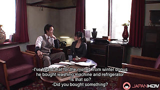 Japanese office lady Nana Kunimi sucks cock in the office,uncensored.