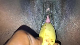 She Loves Cucumber and Banana in Her Pussy