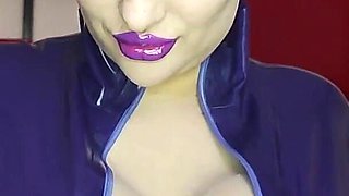 Purple Latex, Squirt, Anal, Cum on Tits