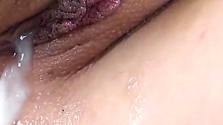 Warm Sperm Flows Out of the Pussy