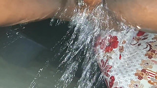 The Maid After Being Fucked Taking a Bath in the Dark