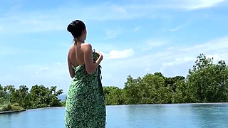 Teasing at the Pool in Micro Bikini, Swimming