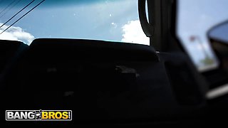 Bangbros - Amiee Cambridge sucks johnny's big shaft in the pound bus before taking a facial