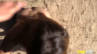 I found her on a nudist beach and screwed her - faux cop