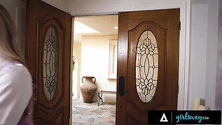 GIRLSWAY - Mature MILF Reya Lovenlight Seduces Stepdaughter Eva Nyx With STRAP-ON To Avoid Expulsion