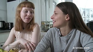 Irresistible teen cuties discover lesbian pleasures in magnificent views
