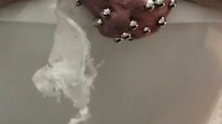 Added more 6 gauge piercings to my scrotum,  slid my finger down my urethral using my precum