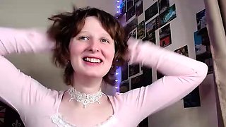 Cute curly brunette solo webcam masturbation