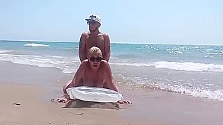 Step Mom Fucks Me Hard on Beach - Blonde BBW Outdoor Sex