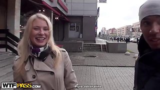 Blonde girl sex adventure in a cafe scene 2