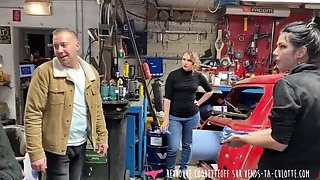 Lyna Jade Dominates Garage Customers with Rough Anal and Strap-On Punishment