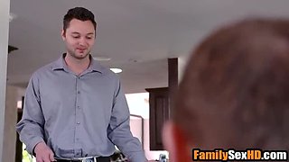 Stepmom seduces stepson with hot blowjob - cheating on hubby