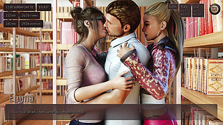 Threesome with Two Hot Collage Girl in Public Library - 3D Hentai Animated Porn With Sound - Living With Temptation